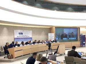 Photo: Thomas Schirrmacher speaks at the seat of the UN Human Rights Council © IIRF/Schirrmacher