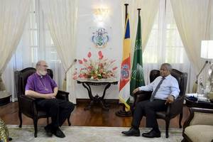 Foto: Audienz von Thomas Schirrmacher bei Wavel Ramkalawan, PrÃ¤sident der Sey-chellen, im State House in Victoria Â© State House of the Seychelles