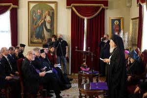 Der Ãkumenische Patriarch BartholomÃ¤us I. wÃ¤hrend seiner Rede ?Â© BQ/Warnecke