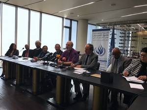 Schirrmacher (in purple shirt) speaking at the press release in Beirut presenting the Beirut declaration.